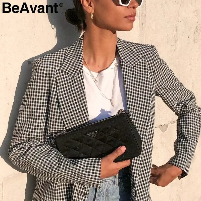 Luxe Elegant Plaid Women Blazer