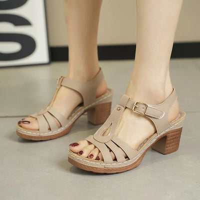 Fashionable Buckle Mid Block Heels