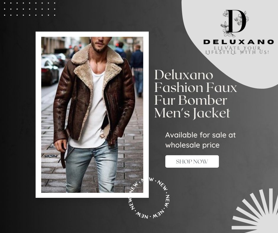 Deluxano Fashion Faux Fur Bomber Men's Jacket