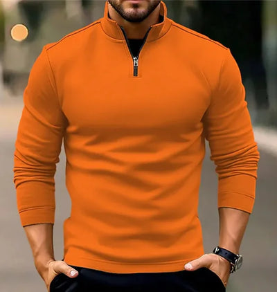 Luxe Long-sleeve Zipper Men's Sports Polo Shirt