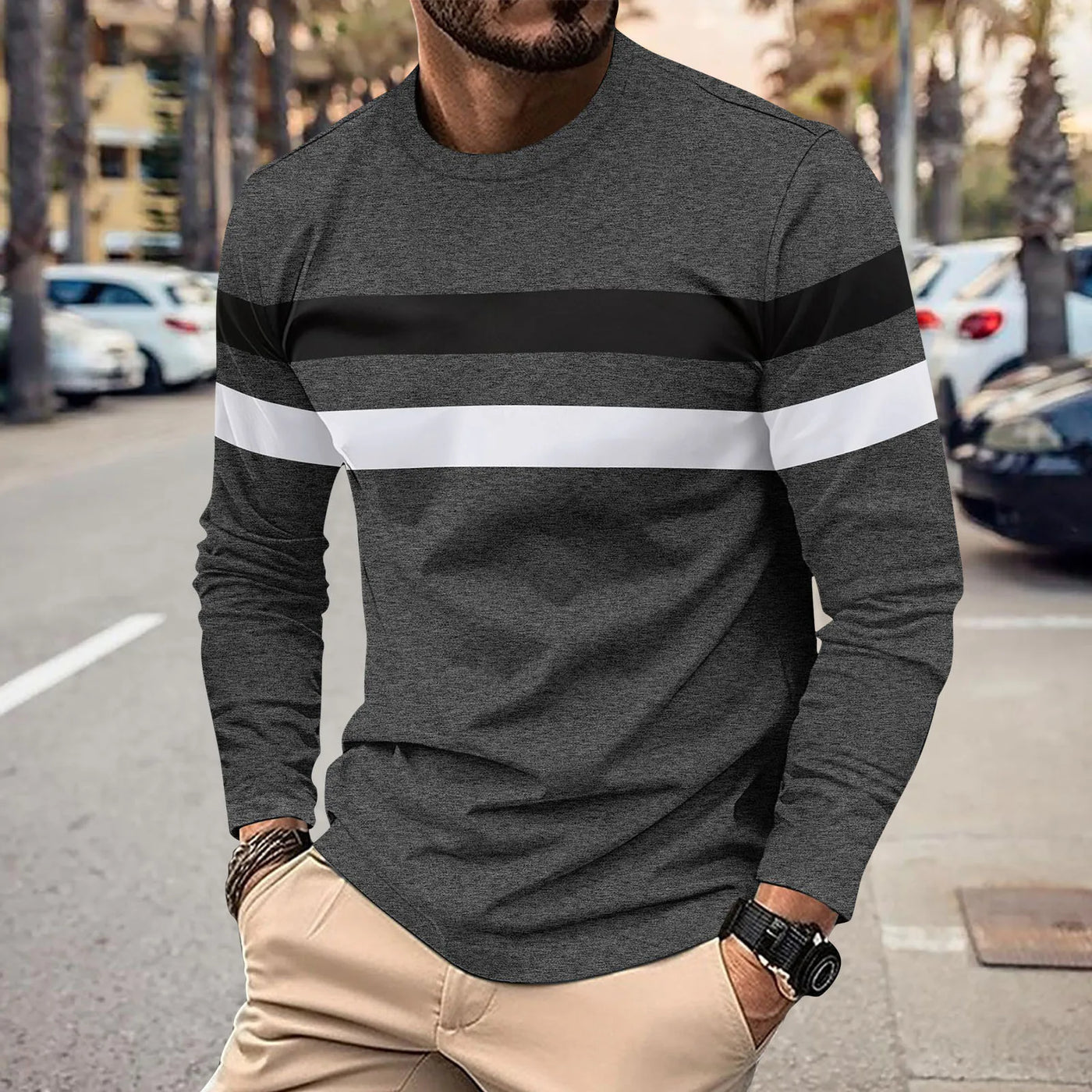 Deluxe Full Sleeves  striped T Shirts