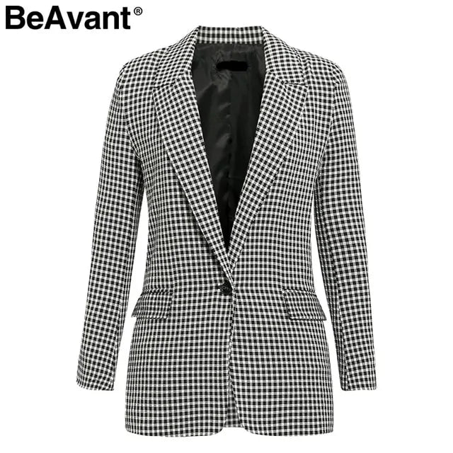 Luxe Elegant Plaid Women Blazer