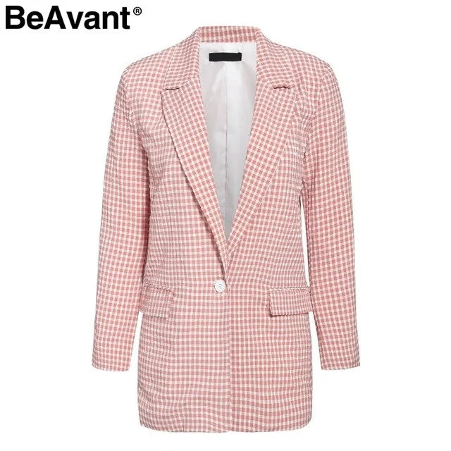 Luxe Elegant Plaid Women Blazer