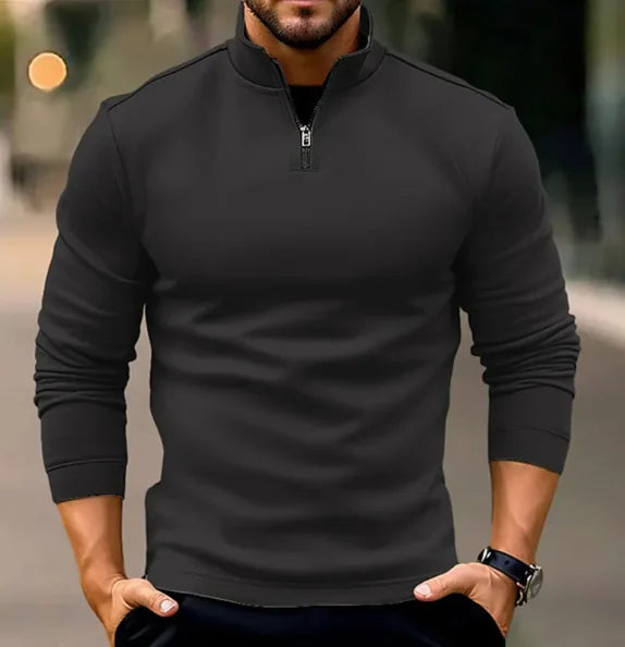 Luxe Long-sleeve Zipper Men's Sports Polo Shirt